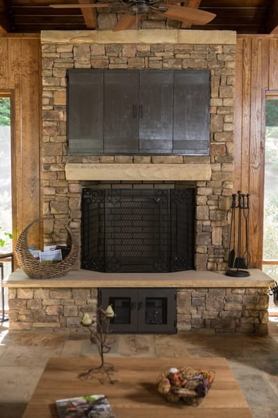 Stone mantel detail